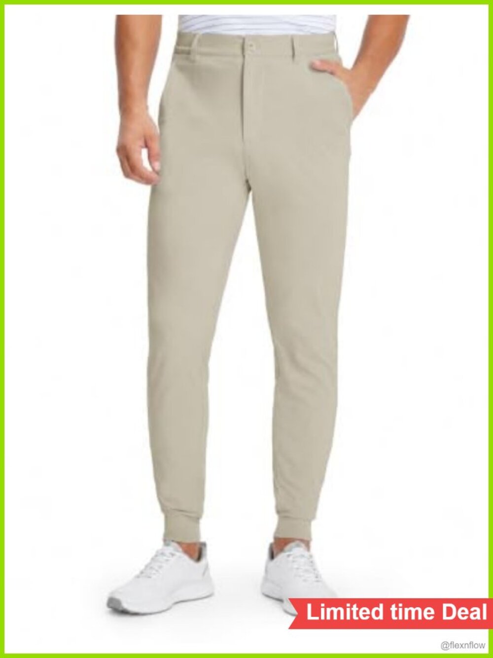 Men's Golf Pants Stretch Moisture-Wicking Ankle Zip Joggers